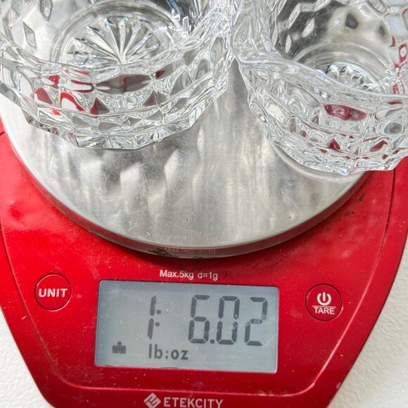 Vintage Fostoria American Pattern Glass Sugar Bowl & Creamer Set Cubed #811 - Picture 6 of 8